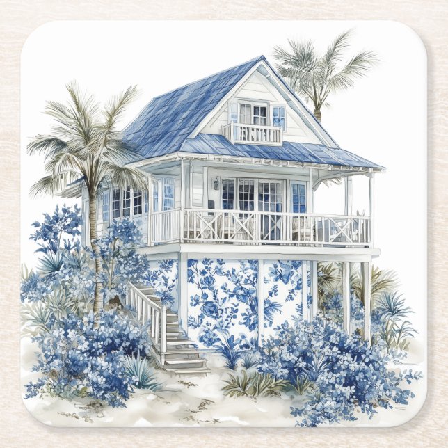 Porta-copo De Papel Quadrado Chinoiserie Paper Coaster (Frente)