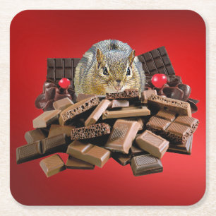 Porta-copo De Papel Quadrado Chipset de chocolate para o dia do namorados