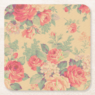 Porta-copo De Papel Quadrado Chique Vintage Floral Country Francês