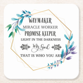 Porta-copo De Papel Quadrado Christian Blue Floral Wreath