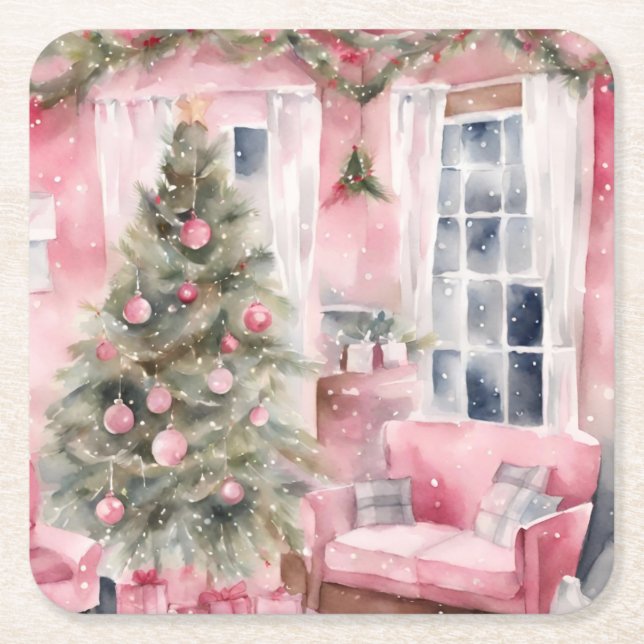 Porta-copo De Papel Quadrado Christmas  (Frente)