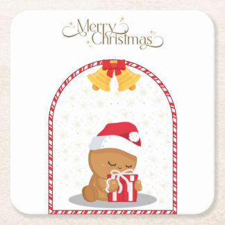 Porta-copo De Papel Quadrado Christmas Bear Gift Coaster