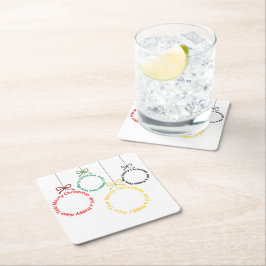 Porta-copo De Papel Quadrado Christmas Ornaments Text Design