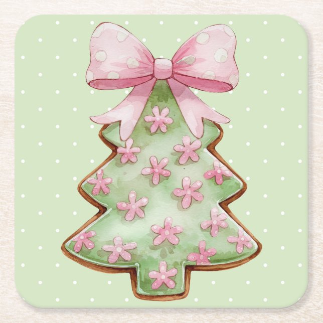 Porta-copo De Papel Quadrado Christmas Paper Coaster (Frente)