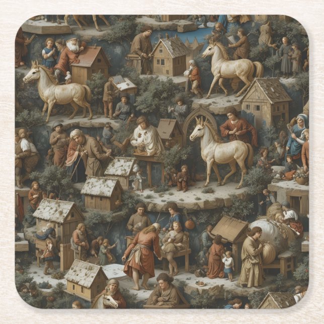 Porta-copo De Papel Quadrado Christmas Pattern  Paper Coaster (Frente)