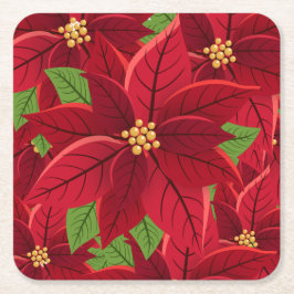 Porta-copo De Papel Quadrado Christmas Poinsettia