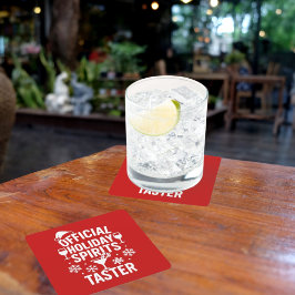 Porta-copo De Papel Quadrado Christmas quote funny party spirits taster red