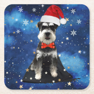 Porta-copo De Papel Quadrado Christmas Schnauzer