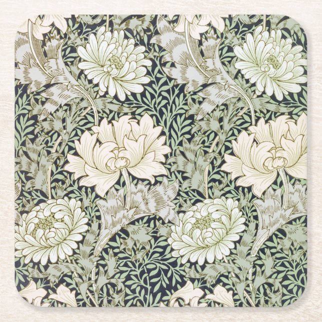Porta-copo De Papel Quadrado Chrysanthemum, William Morris (Frente)