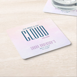 Porta-copo De Papel Quadrado Chuva de Amor Moderno Rosa Azul Noivado