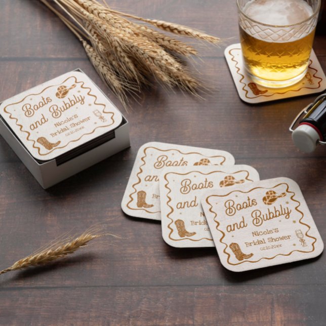 Porta-copo De Papel Quadrado Chuva de Arroz de Botas e Bolhas (Criador carregado)