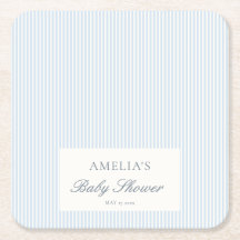 Chuva de Bebê Azul Branco Listrado Personalizado C