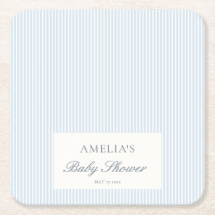 Porta-copo De Papel Quadrado Chuva de Bebê Azul Branco Listrado Personalizado C