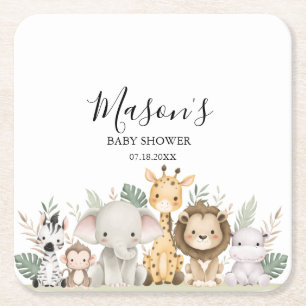 Porta-copo De Papel Quadrado Chuva de Bebê de Animais da Floresta Minimalista d