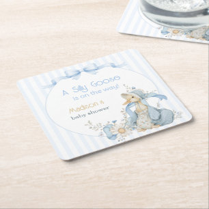 Porta-copo De Papel Quadrado Chuva de Bebê Menina Azul Pastel Silly Goose Vinta
