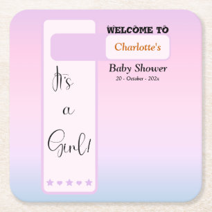 Porta-copo De Papel Quadrado Chuva de Bebê Texto Olhinho Fofo Gradiente Roxo