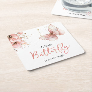 Porta-copo De Papel Quadrado Chuva de Borboletas de Flor Silvestre Floral Menin