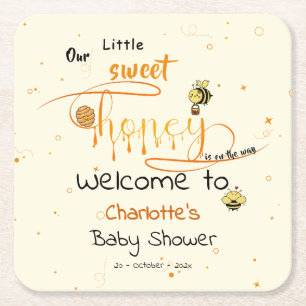 Porta-copo De Papel Quadrado Chuva de Mel Baby Shower Fofinho
