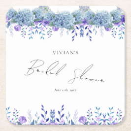 Porta-copo De Papel Quadrado Chuva de Noiva com Jardim Floral Roxo Amostral