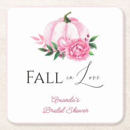 Porta-copo De Papel Quadrado Chuva de Noiva Rosa Bege Abóbora no Amor de Outono