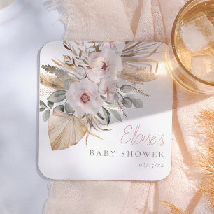 Porta-copo De Papel Quadrado Chuva de Pampas Boho Deserto Menina Baby Shower