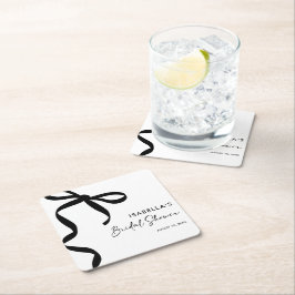 Porta-copo De Papel Quadrado Chuva de Presentes para a Noiva com Laço Preto