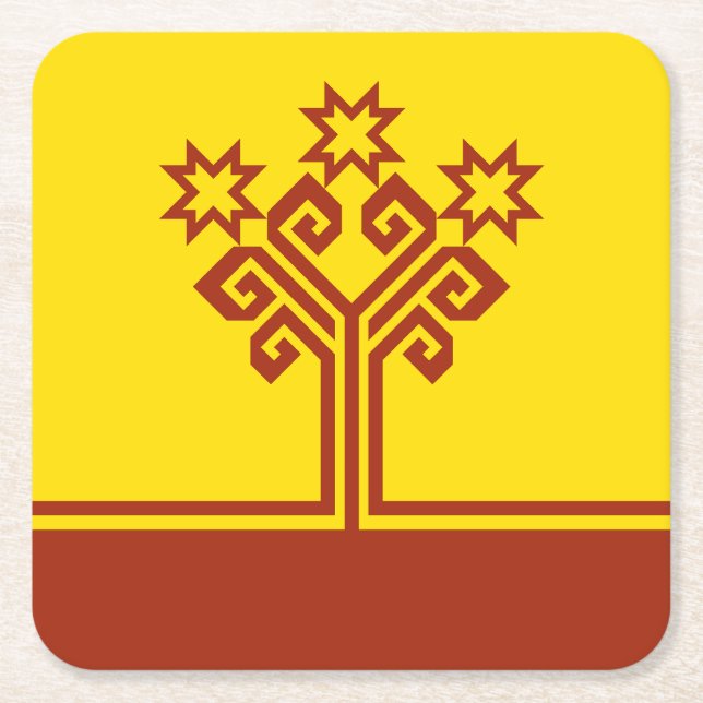 Porta-copo De Papel Quadrado Chuvashia Flag (Frente)