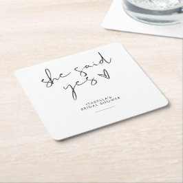 Porta-copo De Papel Quadrado Chuveiro de noiva preto e branco retrô elegante