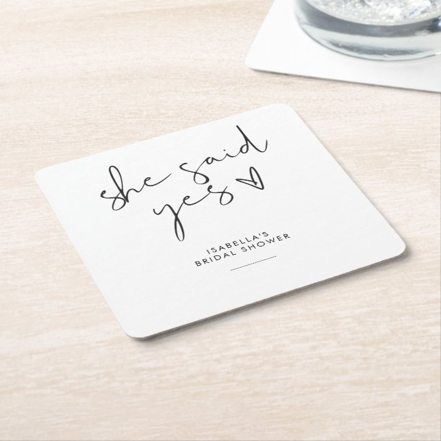 Porta-copo De Papel Quadrado Chuveiro de noiva preto e branco retrô elegante (Inclinado)