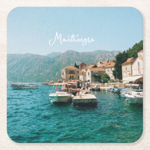 Porta-copo De Papel Quadrado Cidade costeira de Perast, Montenegro