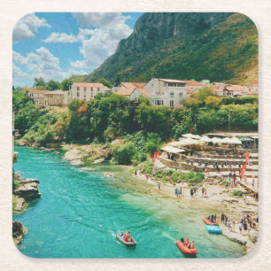 Porta-copo De Papel Quadrado Cidade de Mostar - Bósnia e Herzegovina