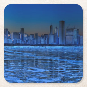 Porta-copo De Papel Quadrado Cidade de ombros largos e de Lago Michigan