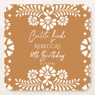 Porta-copo De Papel Quadrado Cielito lindo terracotta mexicano 60 anos