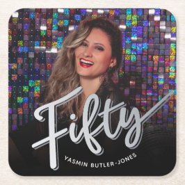 Porta-copo De Papel Quadrado Cinquenta e cinquenta fotos personalizadas de aniv