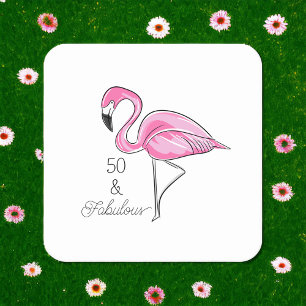 Porta-copo De Papel Quadrado Cinquenta e Fantástico Flamingo Rosa Aniversário d
