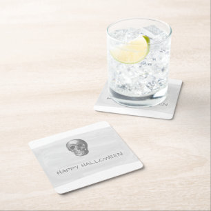 Porta-copo De Papel Quadrado Cinza Aquarela Caveira Portas copos de Papel Hallo