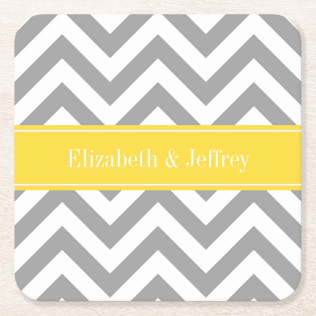 Porta-copo De Papel Quadrado Cinza Dk White LG Chevron Pineapple Monograma (Frente)