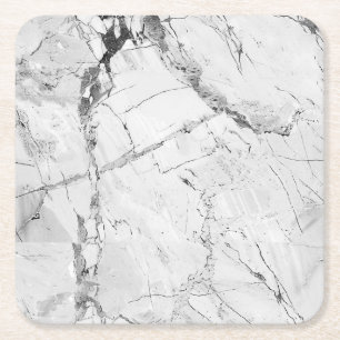 Porta-copo De Papel Quadrado Cinza Elegante "Granite Hazel Whorl" Textura marmo