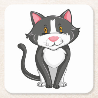 Porta-copo De Papel Quadrado Cinza Gato Bonito, Presente, Gatinho, Cinza Engraç