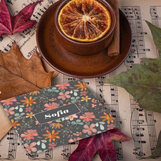 Porta-copo De Papel Quadrado Cinza personalizada de padrão de aquarela botânica (Criador carregado)