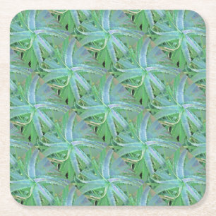 Porta-copo De Papel Quadrado Cinza Verde Aloe Abstrato
