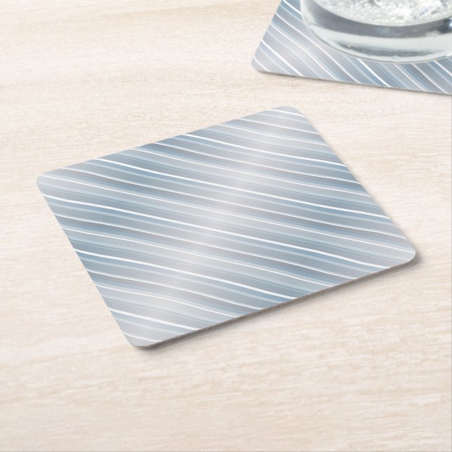Porta-copo De Papel Quadrado cinzas com na moda striped azul (Inclinado)
