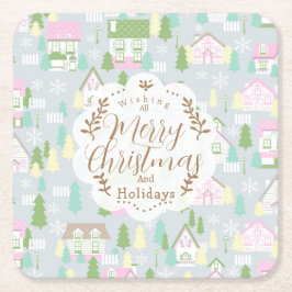 Porta-copo De Papel Quadrado Cinzas das Casas de Natal