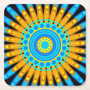 Porta-copo De Papel Quadrado Círculo Geométrico Mandala Art Design 48256