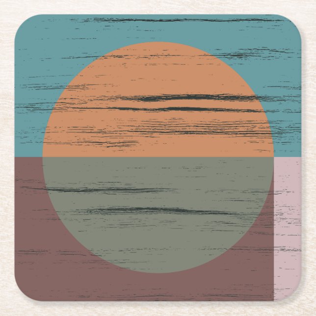 Porta-copo De Papel Quadrado Círculo Laranja E Verde (Frente)