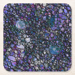 Porta-copo De Papel Quadrado Círculos Abstratos Desenhados à Mão, Azul, Roxo, P