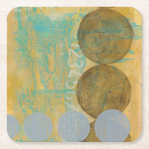 Porta-copo De Papel Quadrado Círculos castanho escuro e Cinza com números