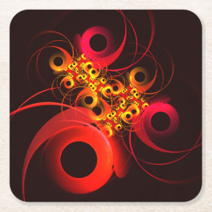 Porta-copo De Papel Quadrado Círculos Coloridos Padrão Moderno de Arte Abstrato