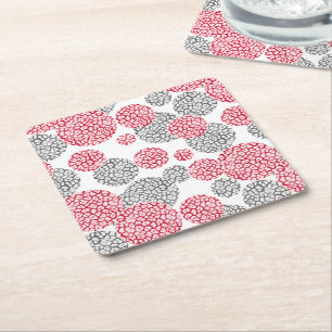 Porta-copo De Papel Quadrado Círculos com cinza e impressão de pele-leopardo ve