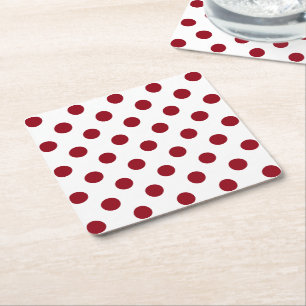 Porta-copo De Papel Quadrado Círculos de Bolinhas Vermelhas Crimson